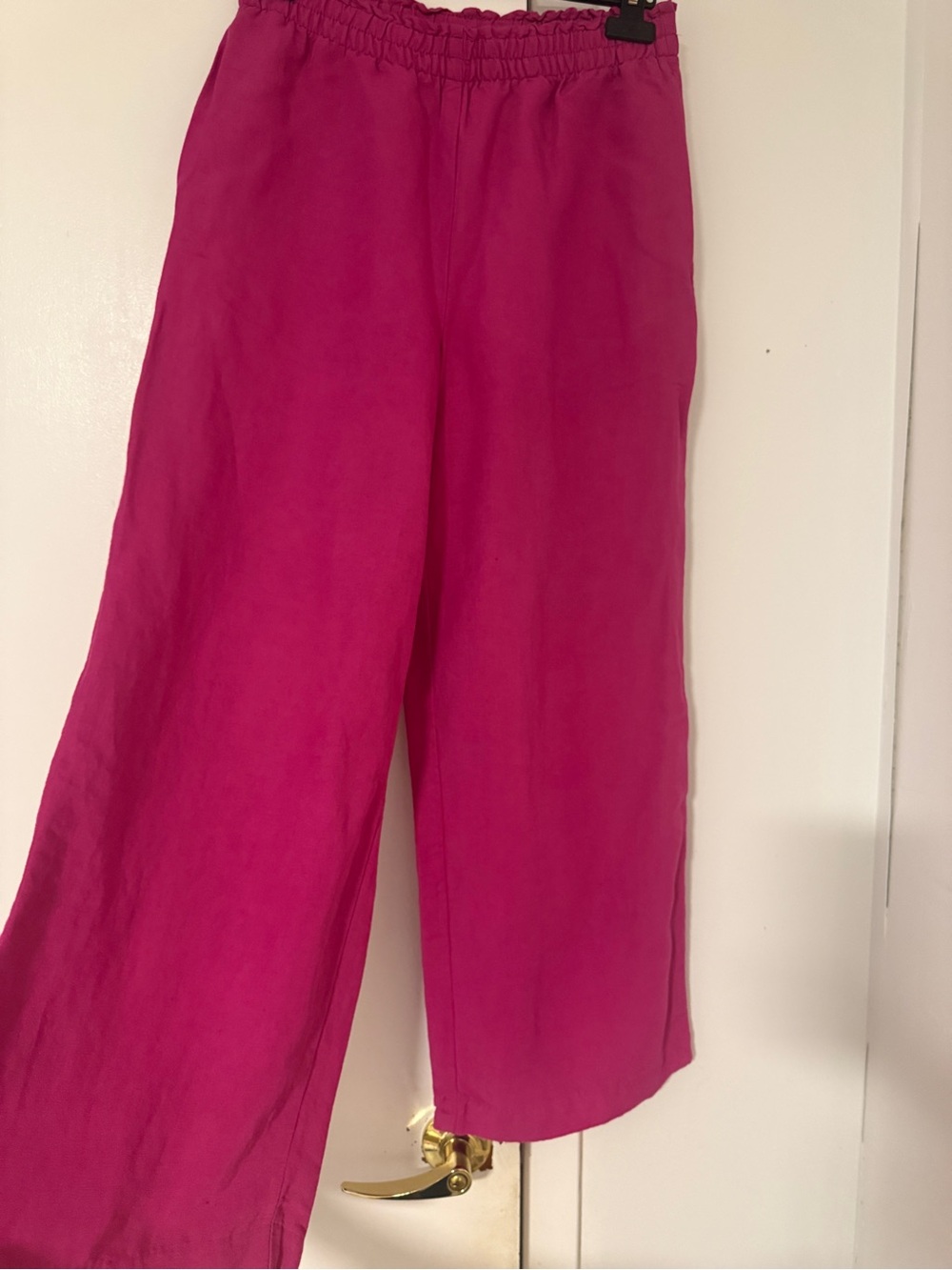 H&M Wide-Leg Elastic-Waist Pants - Fuchsia